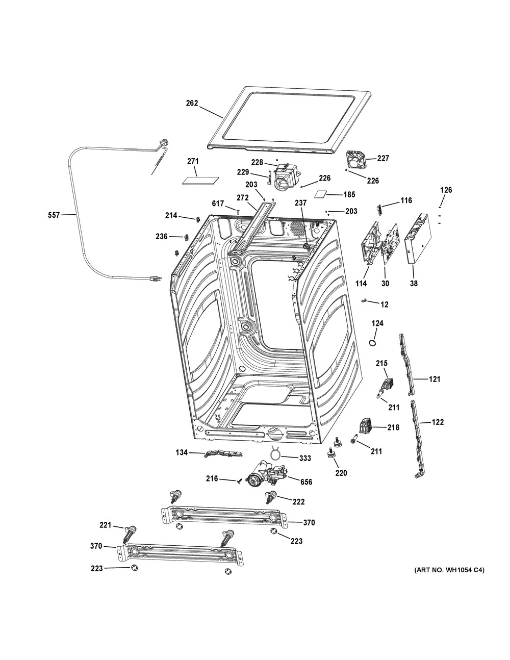Cabinet (1) Diagram and Parts List for  General Electric Washer
