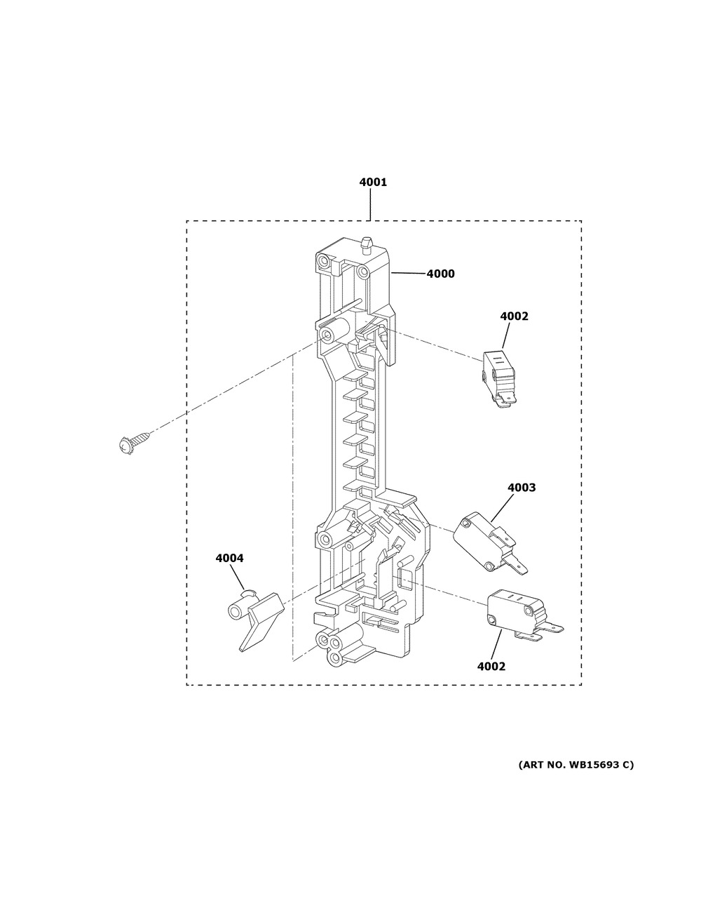 Latch Board Parts Diagram and Parts List for  General Electric Microwave