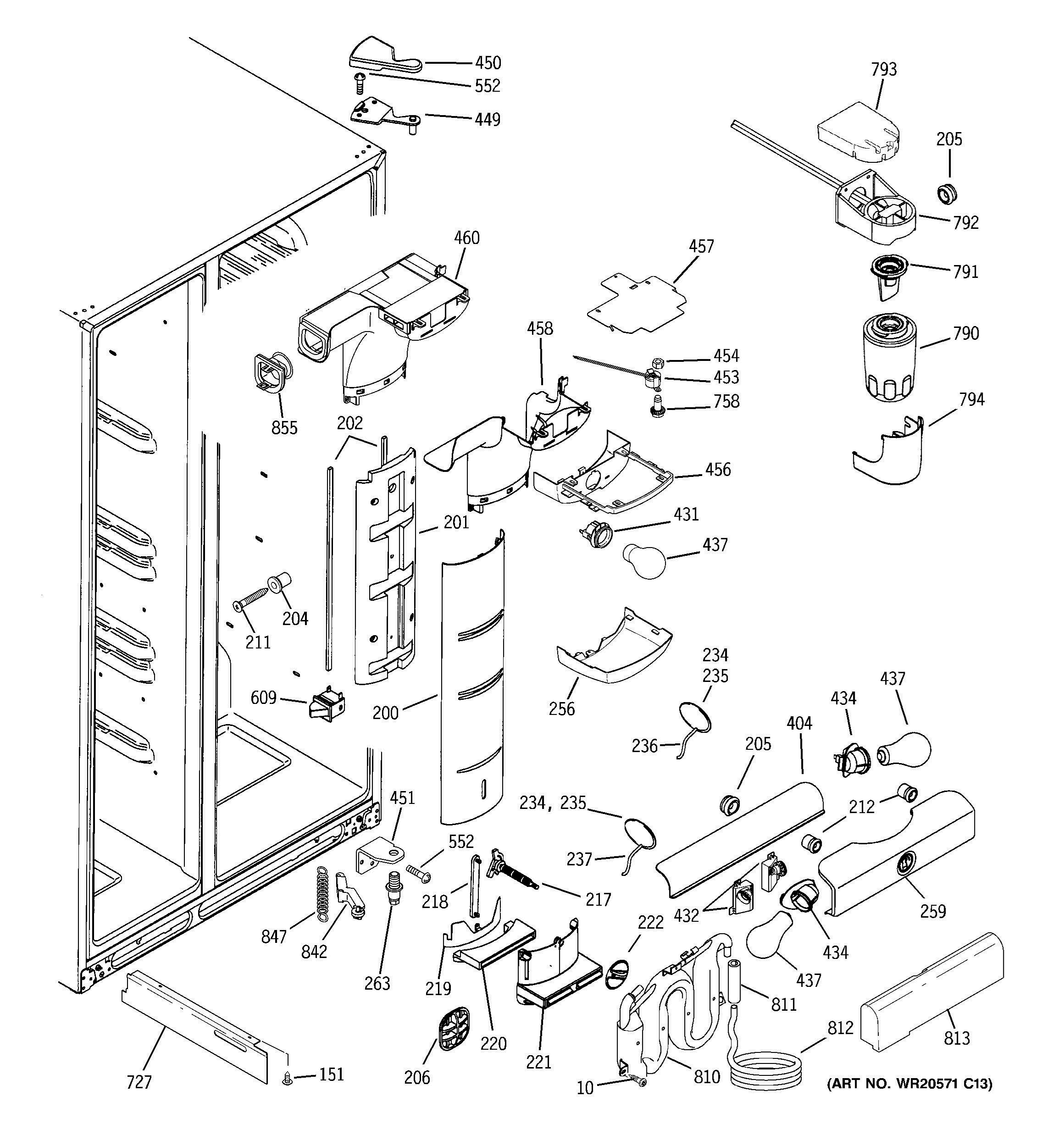 FRESH FOOD SECTION Diagram and Parts List for CSHS6UGZFSS  General Electric Refrigerator