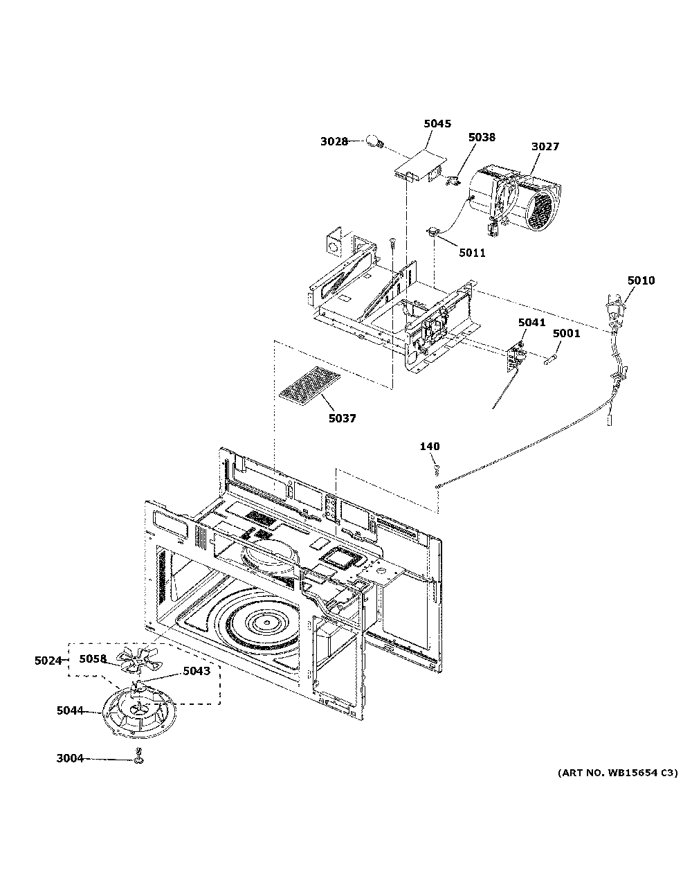 Interior parts 2 Diagram and Parts List for  General Electric Microwave