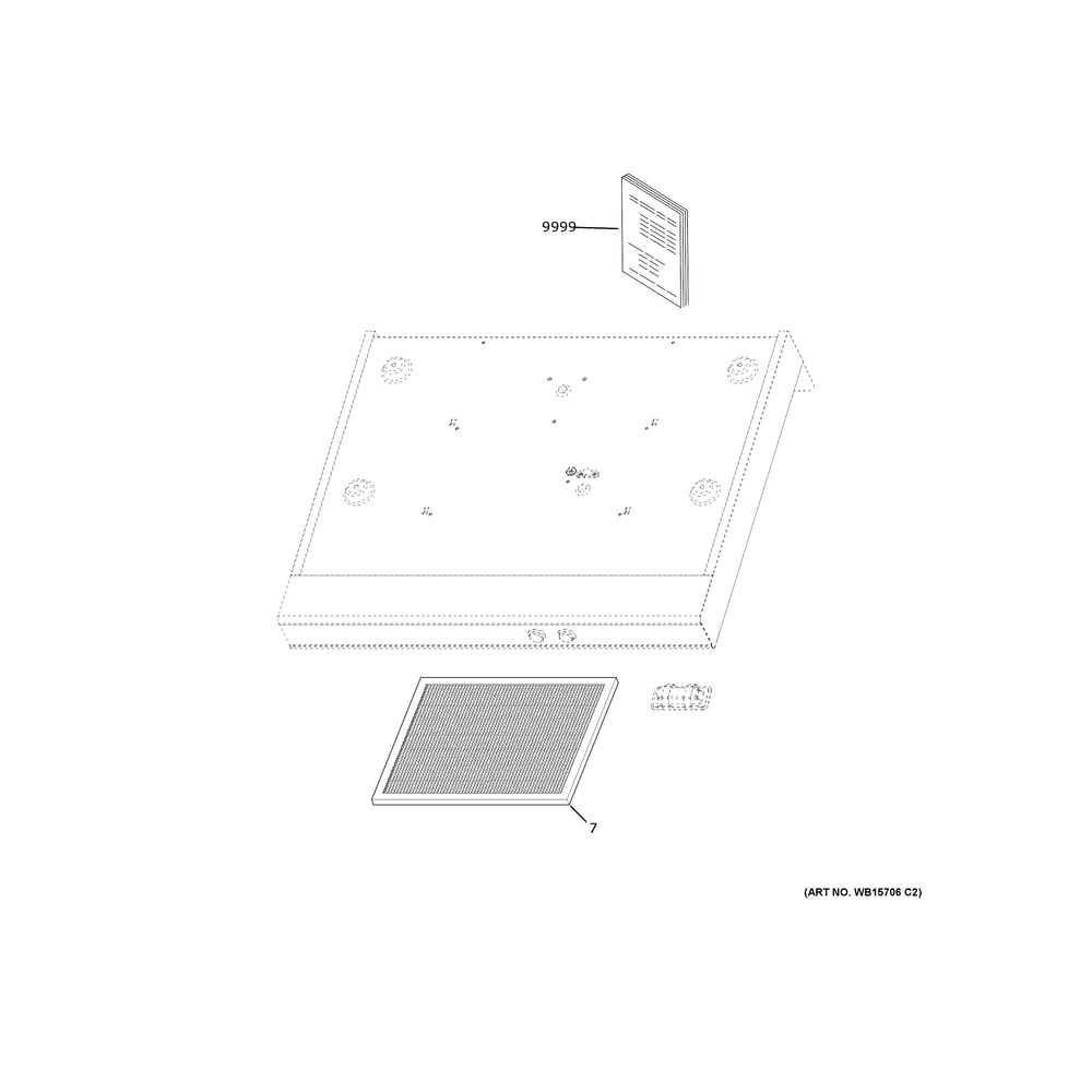 Range Hood Diagram and Parts List for JNXR22DV1BB  General Electric Range Hood