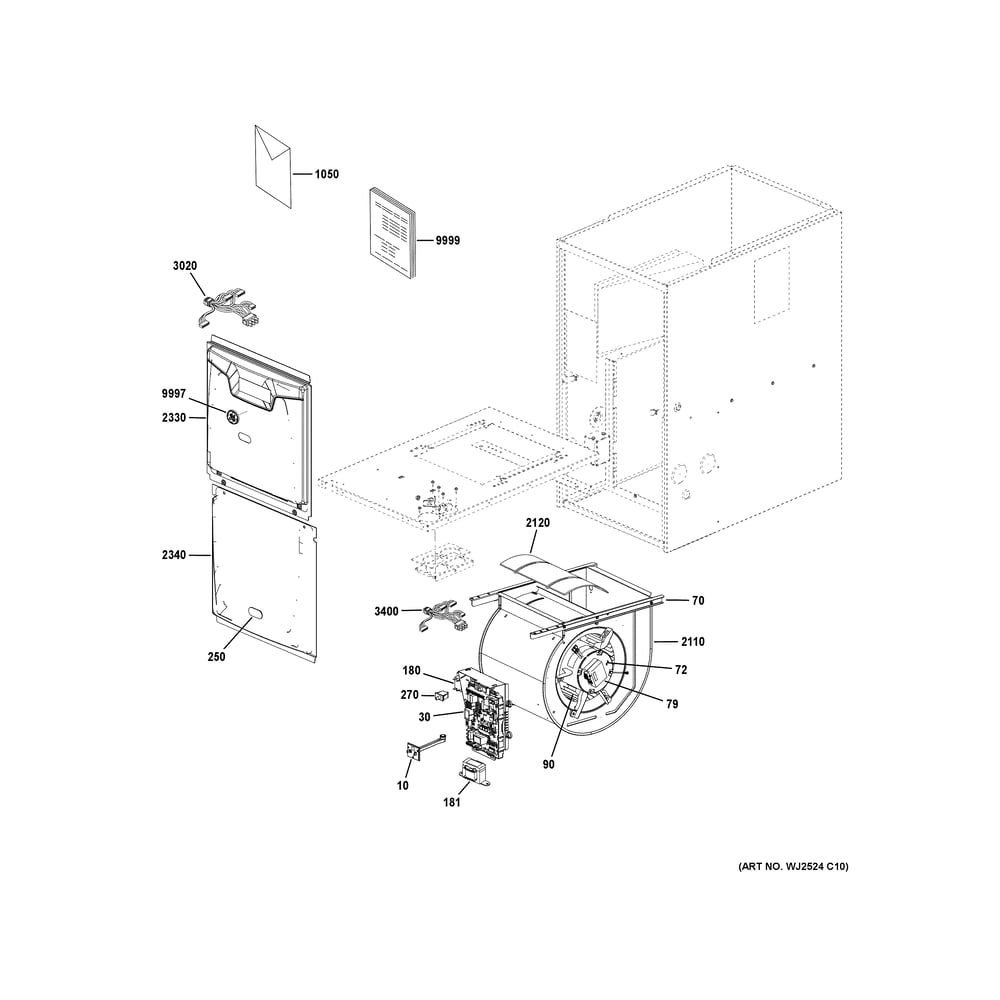 Cabinet (1) Diagram and Parts List for NF80U090S4BR0  General Electric Furnace