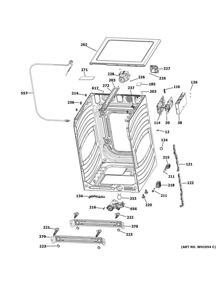 Cabinet 1 Diagram and Parts List for  General Electric Washer