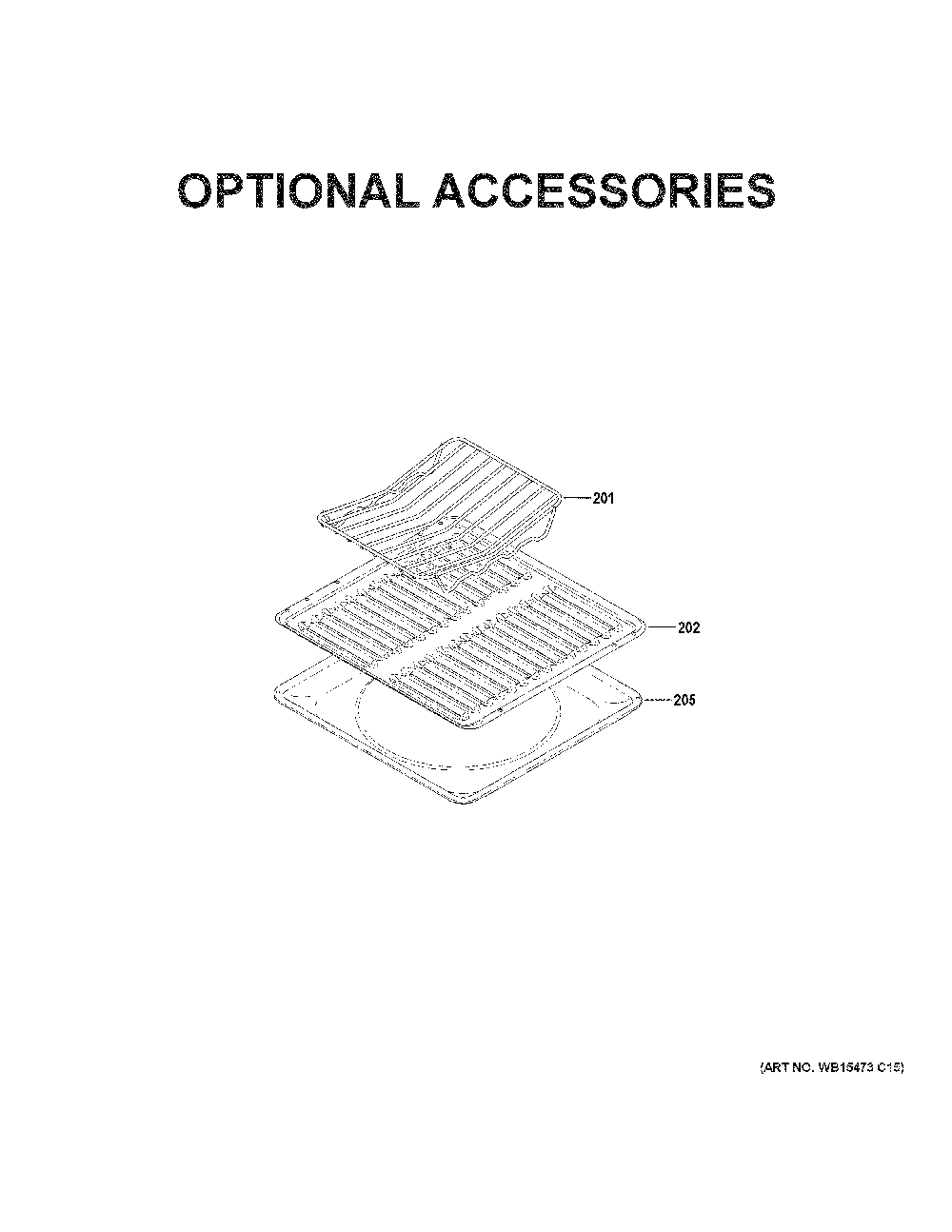 Optional Accessories Diagram and Parts List for  General Electric Range