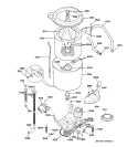WASHER MOTOR & TUB Diagram and Parts List for  General Electric Washer Dryer Combo