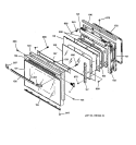 OVEN DOOR Diagram and Parts List for  General Electric Microwave Oven Combo