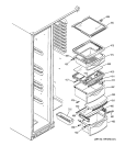 FRESH FOOD SHELVES Diagram and Parts List for  General Electric Refrigerator