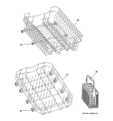 UPPER & LOWER RACK ASSEMBLY Diagram and Parts List for  General Electric Dishwasher
