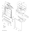 ESCUTCHEON & DOOR ASSEMBLY Diagram and Parts List for HLD4000N00WW  Hotpoint Dishwasher