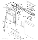 ESCUTCHEON & DOOR ASSEMBLY Diagram and Parts List for  General Electric Dishwasher