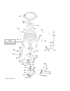 Tub & Motor Diagram and Parts List for  General Electric Washer