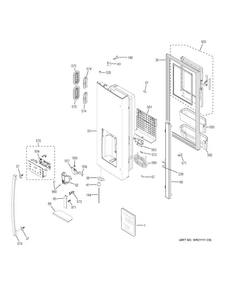 Dispenser Door Diagram and Parts List for  General Electric Refrigerator