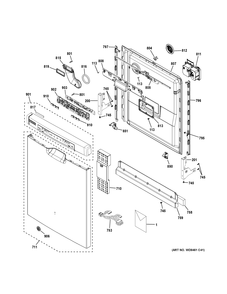ESCUTCHEON & DOOR ASSEMBLY Diagram and Parts List for  General Electric Dishwasher