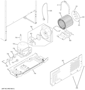 Machine Compartment Diagram and Parts List for  General Electric Refrigerator