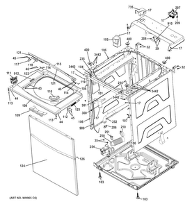 Cabinet Diagram and Parts List for  General Electric Washer Dryer Combo
