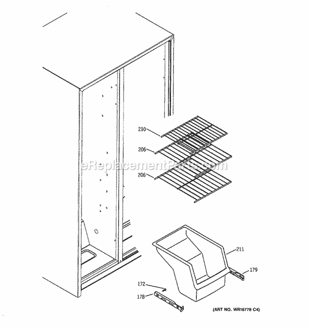 FREEZER SHELVES Diagram and Parts List for  General Electric Refrigerator