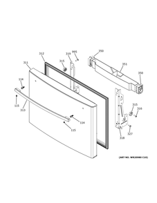 Freezer Door Diagram and Parts List for  General Electric Refrigerator