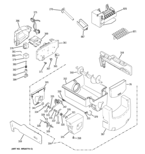 ICE MAKER & DISPENSER Diagram and Parts List for CSHS6UGZFSS  General Electric Refrigerator