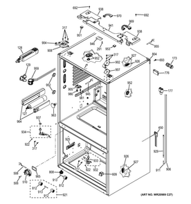 Case Parts Diagram and Parts List for  General Electric Refrigerator