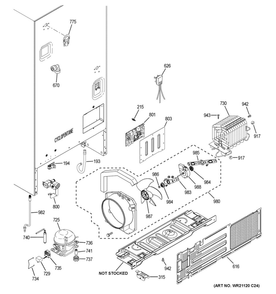 Machine Compartment Diagram and Parts List for  General Electric Refrigerator