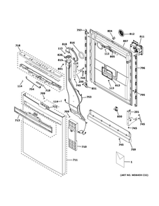 Escutcheon And Door Assembly 1 Diagram and Parts List for  General Electric Dishwasher