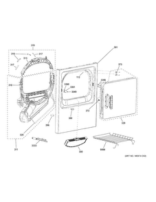 Front Panel & Door Diagram and Parts List for  General Electric Dryer