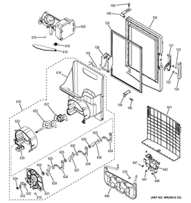 Ice Maker & Dispenser Diagram and Parts List for  General Electric Refrigerator