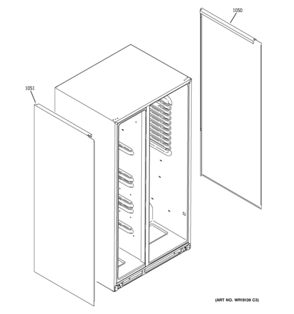 CLAD COMPONENTS Diagram and Parts List for CSHS6UGZFSS  General Electric Refrigerator