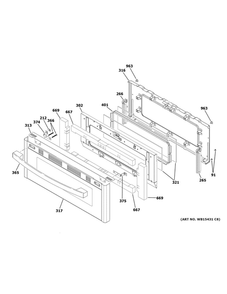 Upper Door Diagram and Parts List for  General Electric Range