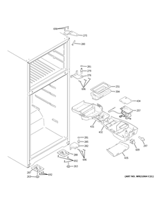 Fresh Food Section Diagram and Parts List for  General Electric Refrigerator