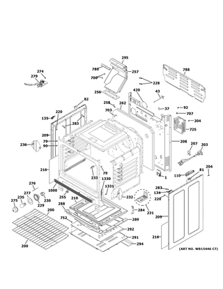 Body Parts Diagram and Parts List for  General Electric Range