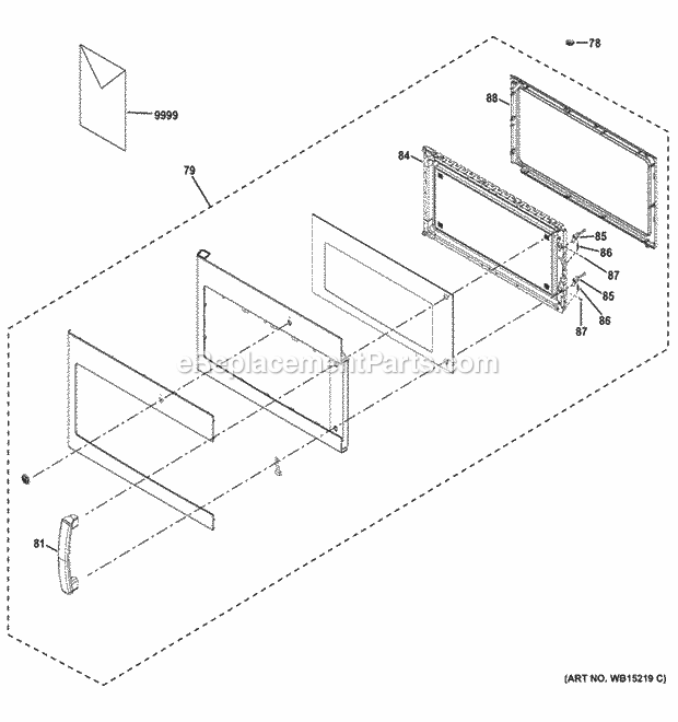 Door Parts Diagram and Parts List for  General Electric Microwave