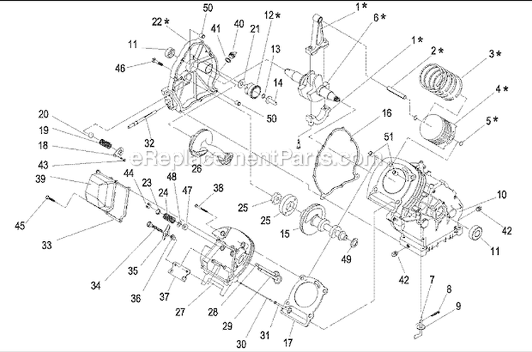 Longblock Large Frame Diagram and Parts List for GH410 Generac Generator