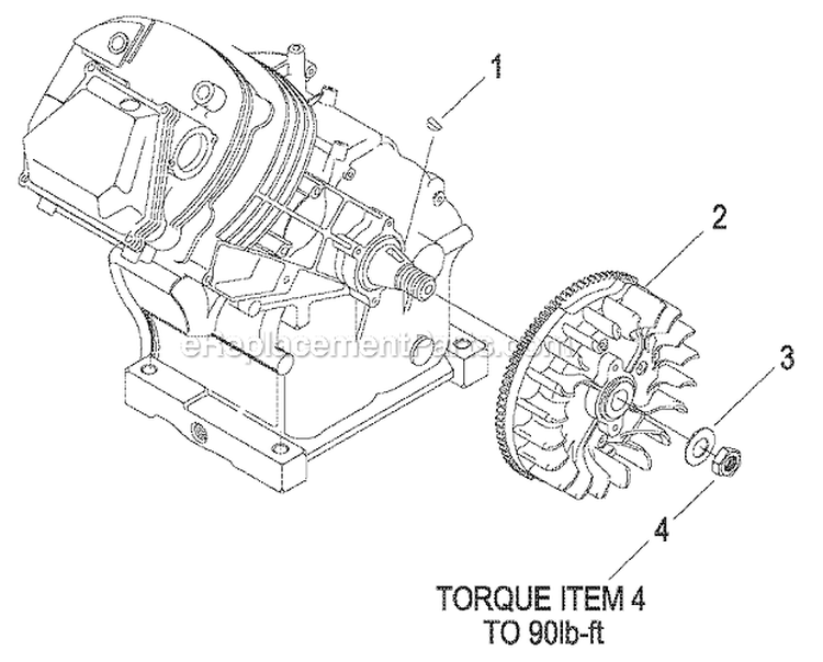 Flywheel Option Electric Start Diagram and Parts List for GH410 Generac Generator