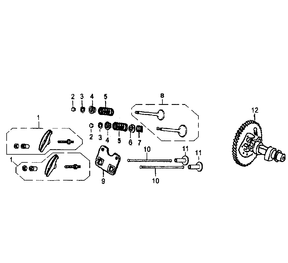 Rocker/camshaft Diagram and Parts List for  Generac Generator