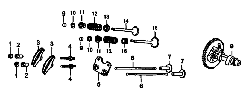 Camshaft Diagram and Parts List for (5923698A)(2015) Generac Generator
