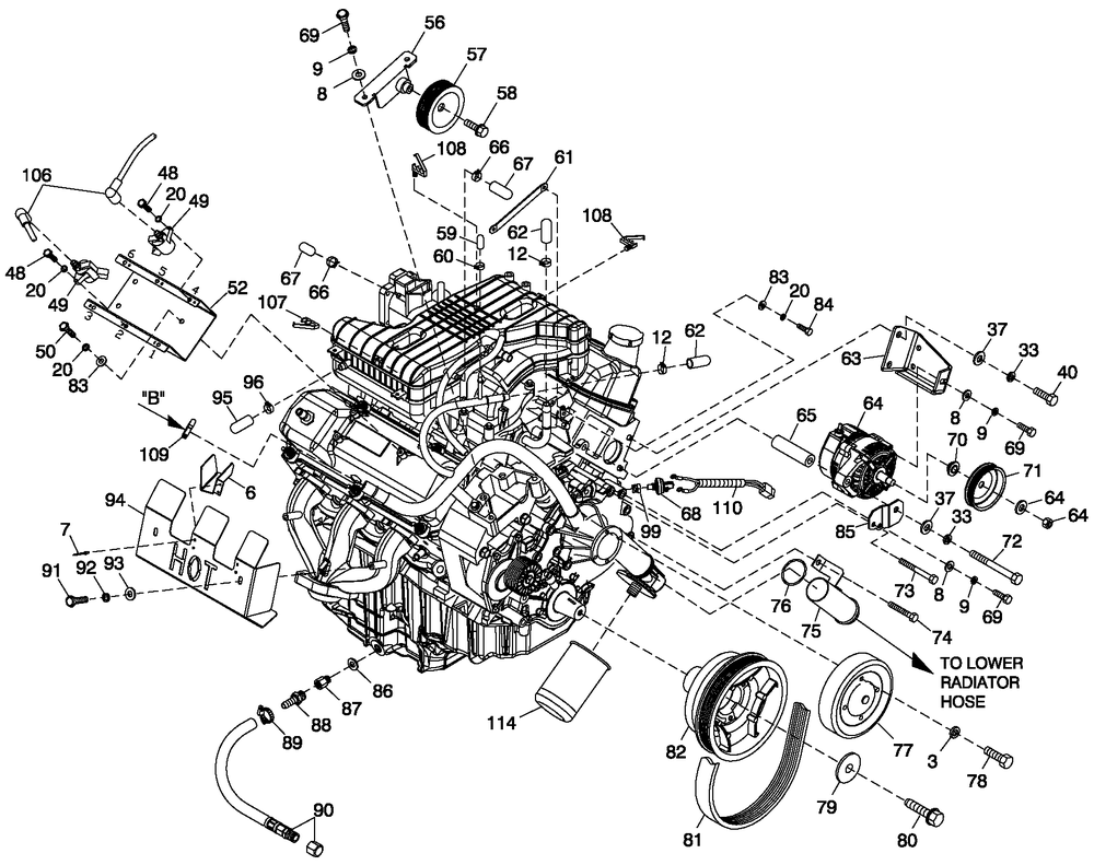 C2 Cooling System And Fan Drive Diagram and Parts List for (0209V31938)(2014) Generac Generator