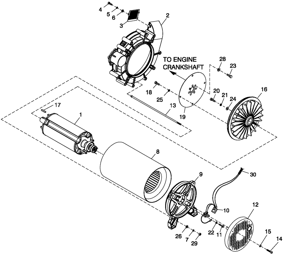 Alternator Common Parts Diagram and Parts List for (5401523)(2009) Generac Generator