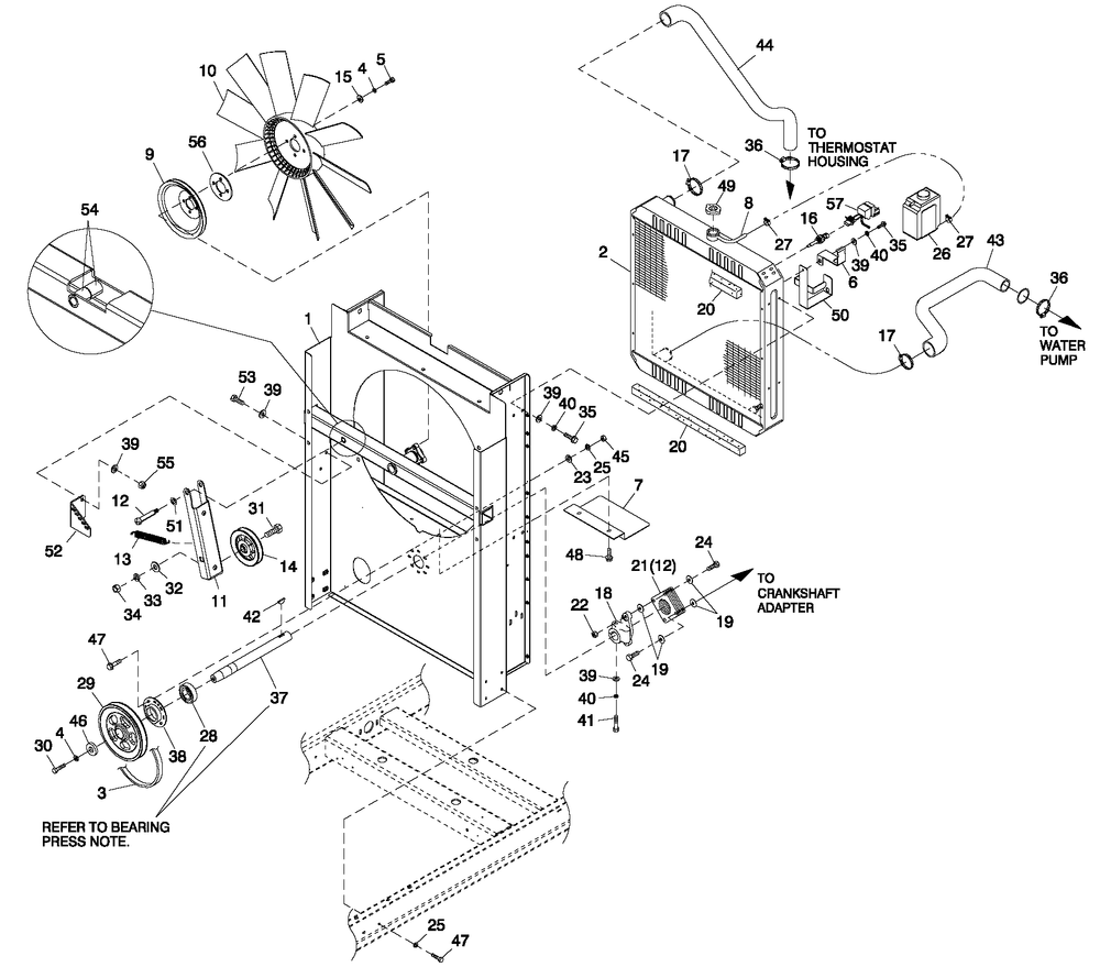 C2 Cooling System And Fan Drive Diagram and Parts List for (5373485 - 5373489)(2009) Generac Generator