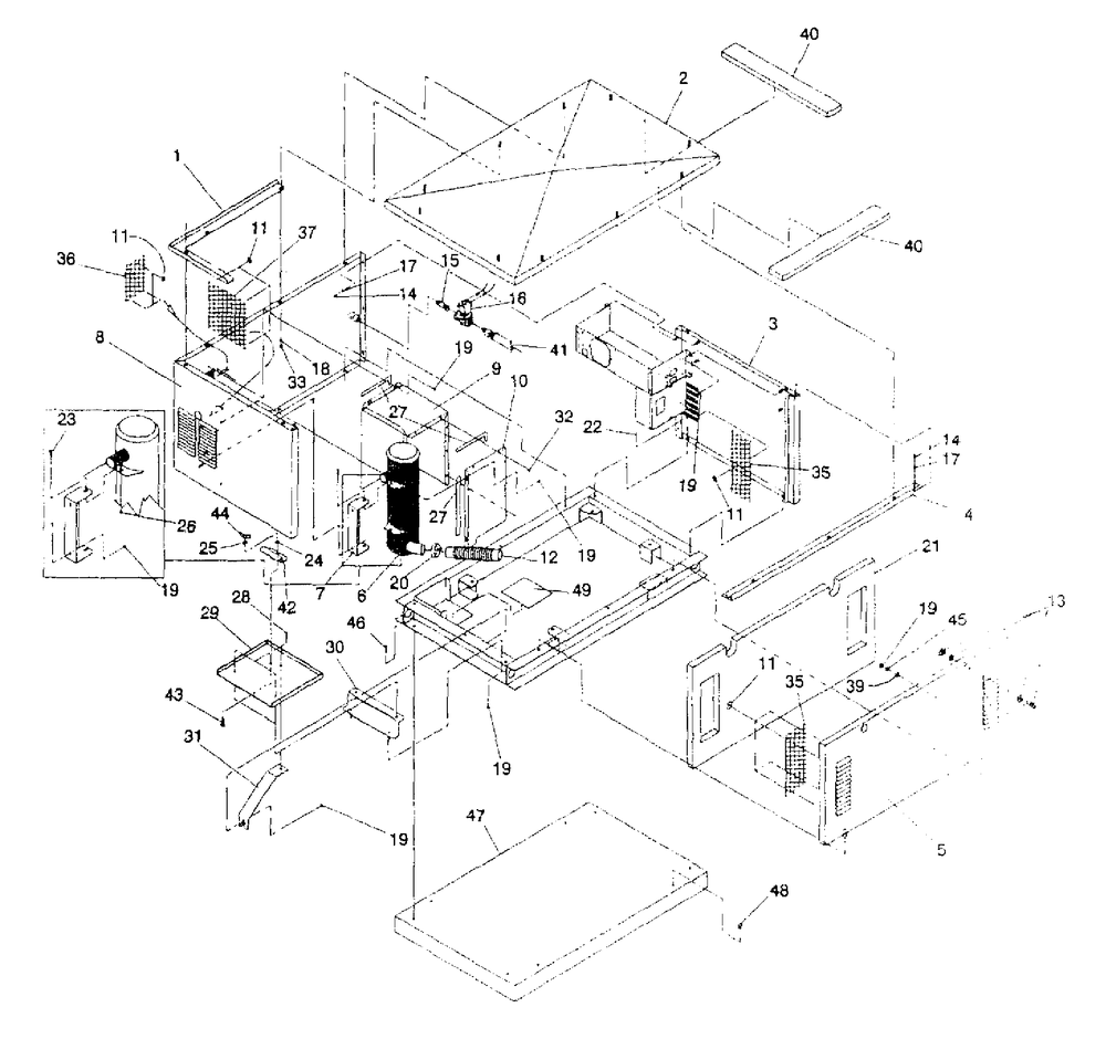 Enclosure Diagram and Parts List for  Generac Generator