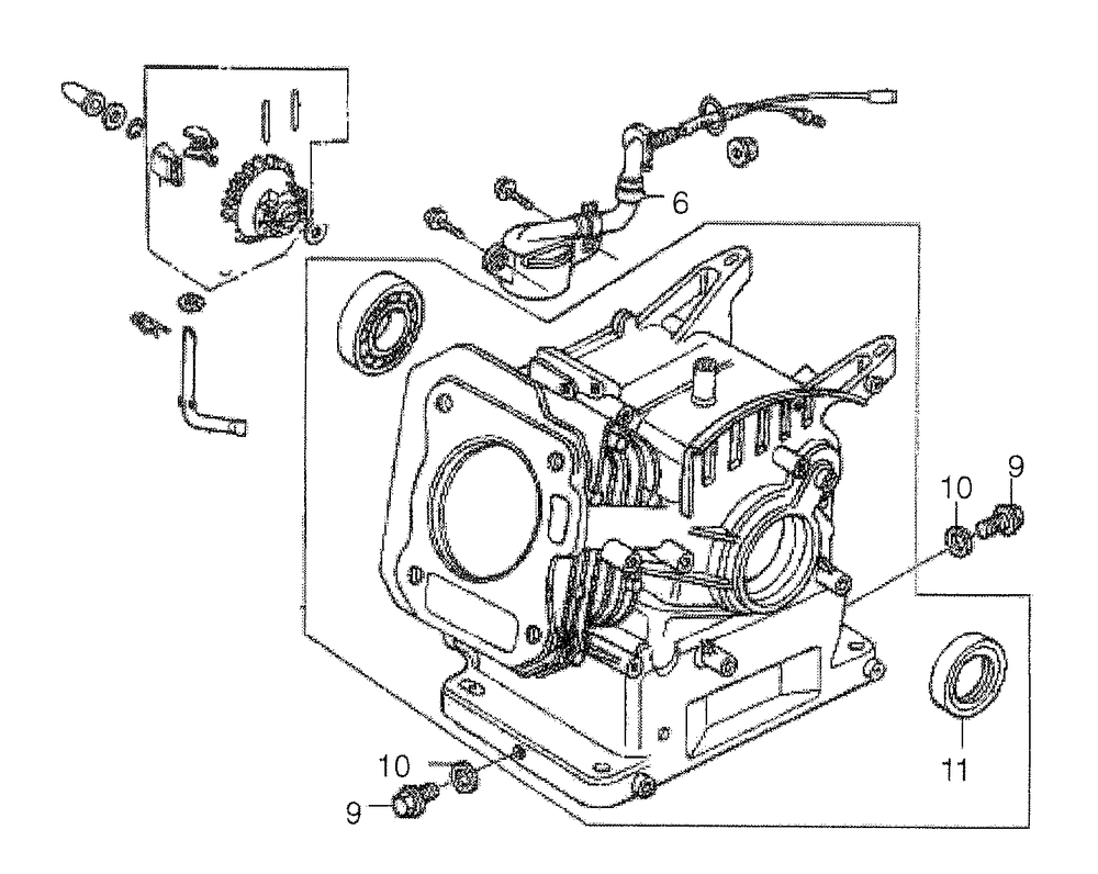 Crankcase Diagram and Parts List for (5581121 - 9646014D)(2016) Generac Generator