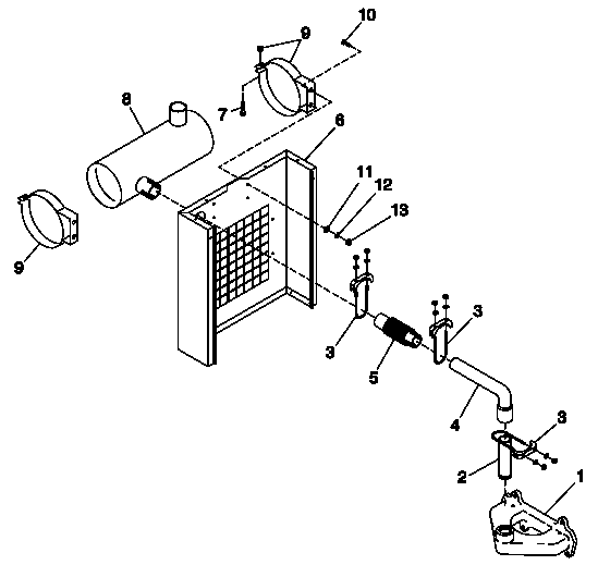 Ev Muffler 1.5l 10kw-25kw Diagram and Parts List for (3797302 - 3797704)(2003) Generac Generator