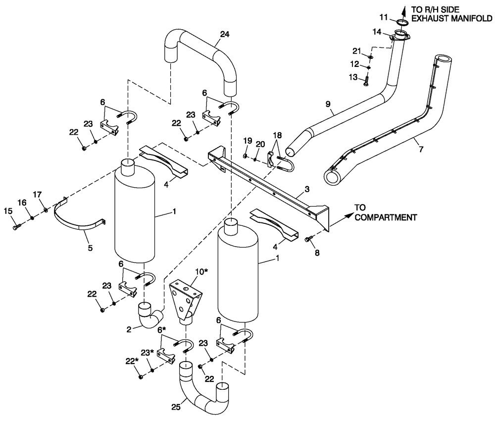 Muffler Exhaust Diagram and Parts List for (4419476 - 4699682)(2007) Generac Generator