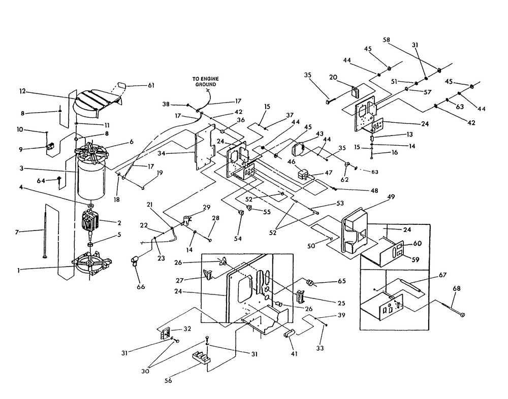 Alternator And Panel Diagram and Parts List for  Generac Generator