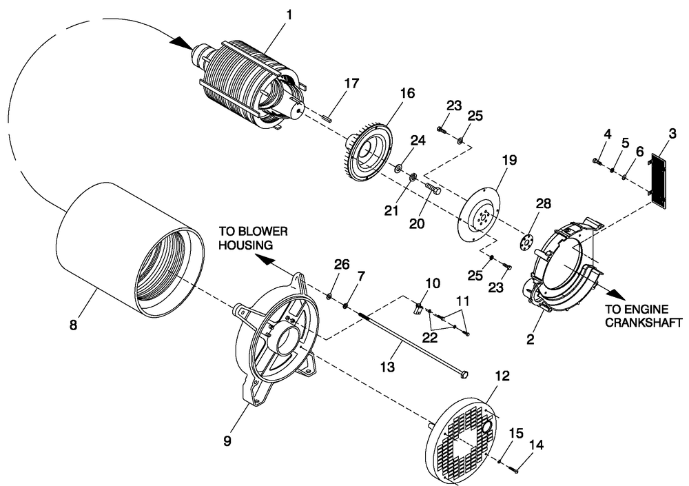 Alternator Common Parts Diagram and Parts List for (4415428 - 4528349)(2006) Generac Generator