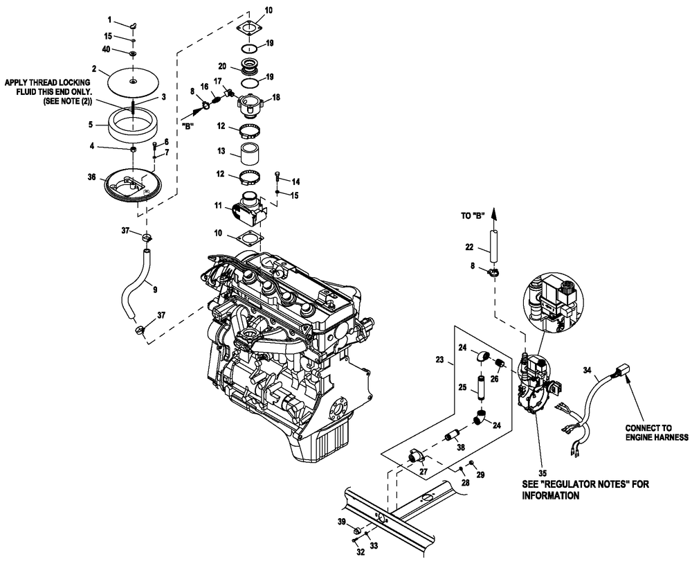 Fuel System 2.4l G2 22&27kw Diagram and Parts List for (5955389 - 9121019)(2014) Generac Generator