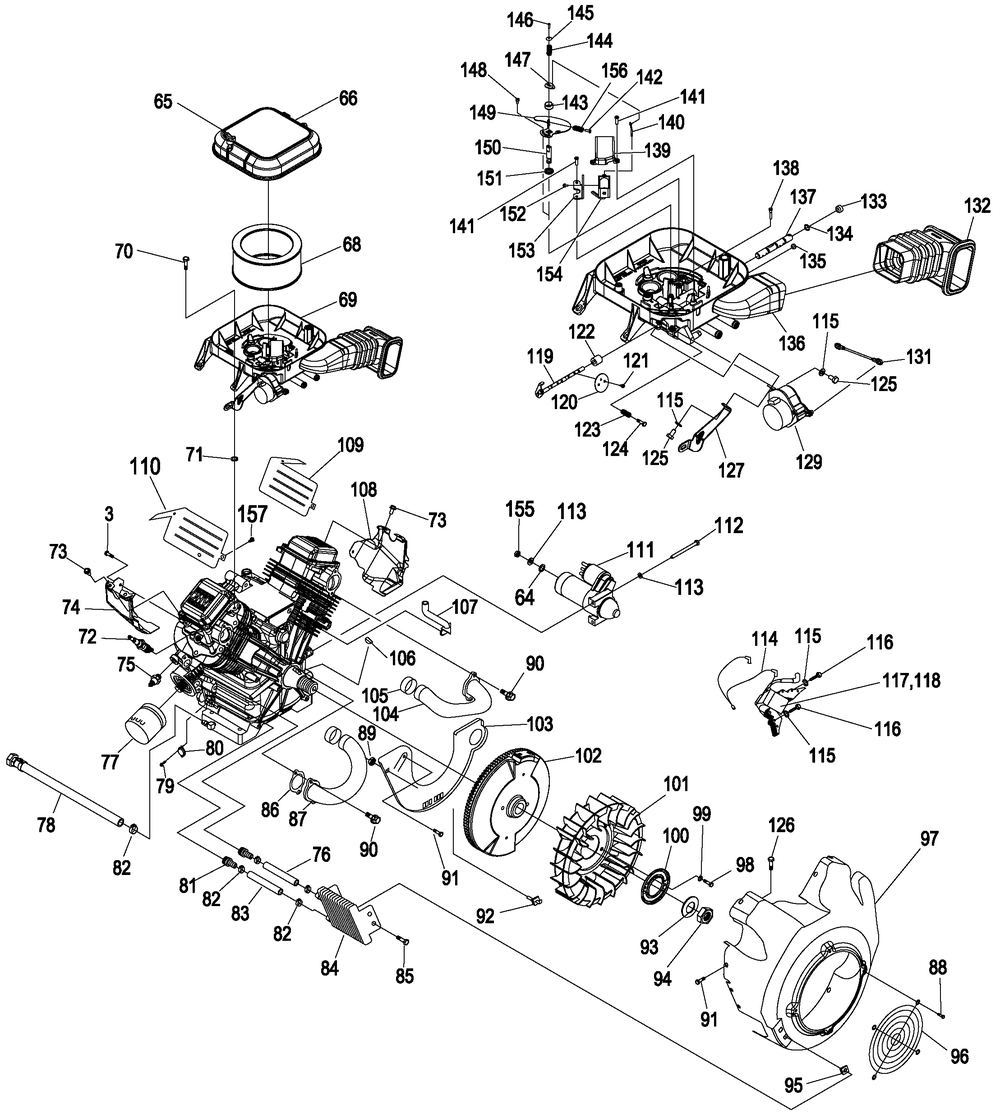 Engine 4 Diagram and Parts List for (0007V25841)(2007) Generac Generator