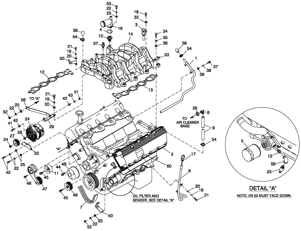 Engine Common Parts L/H Side 5.4l Cpl Diagram and Parts List for (4842570 - 4862749)(2007) Generac Generator
