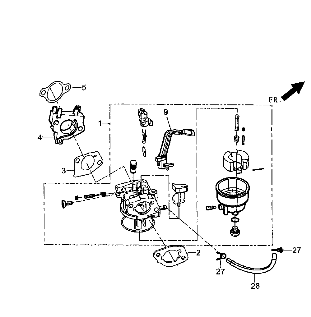 Carburetor Diagram and Parts List for  Generac Generator