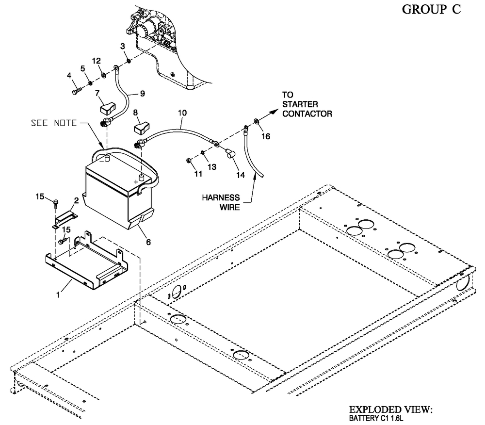Ev Battery C1 1.6l Diagram and Parts List for (2007V23677)(2007) Generac Generator